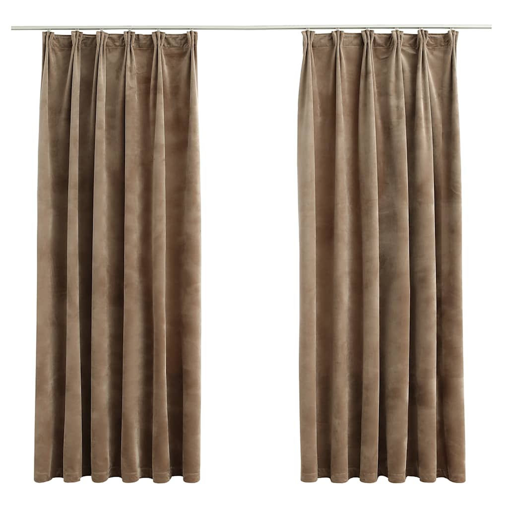 Cortinas de Vidaxl apagada 2 sts con ganchos 140x175 cm de terciopelo beige