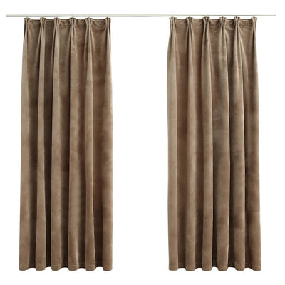 Vidaxl gordijnen verduisterend 2 st met haken 140x175 cm fluweel beige