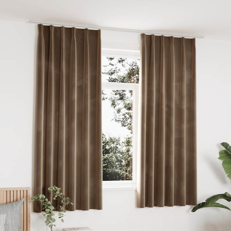 Tende vidaxl blackout 2 m con ganci 140x175 cm beige di velluto