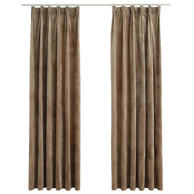 Cortinas Vidaxl apagadas 2 pts con ganchos 140x225 cm de terciopelo beige