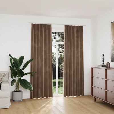 Cortinas Vidaxl apagadas 2 pts con ganchos 140x225 cm de terciopelo beige