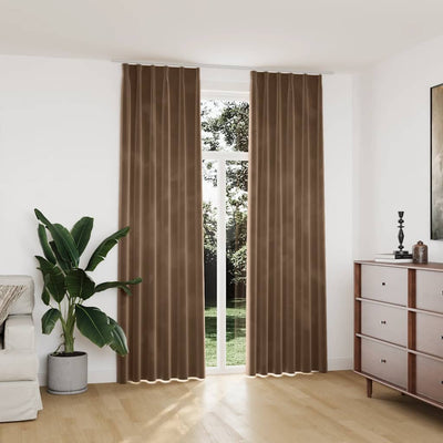 Cortinas de Vidaxl apagada 2 sts con ganchos 140x245 cm de terciopelo beige