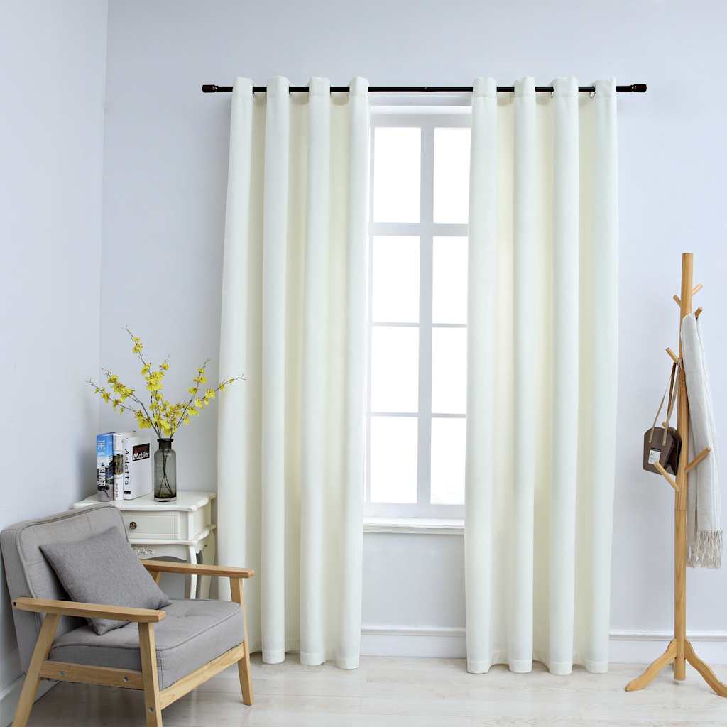 Blackout de cortina de Vidaxl con anillos 2 ST 140x225 CM Velvet Cream