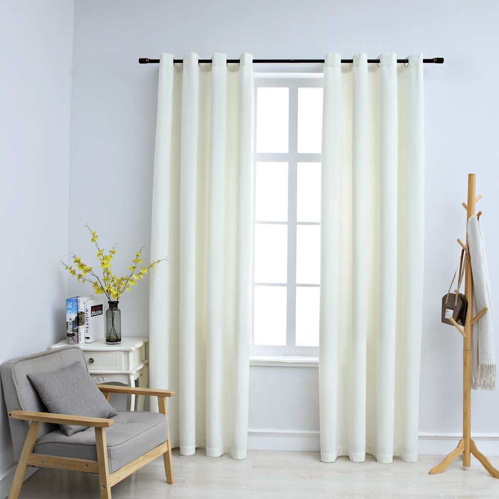 Blackout de cortina de Vidaxl con anillos 2 ST 140x245 CM Velvet Cream