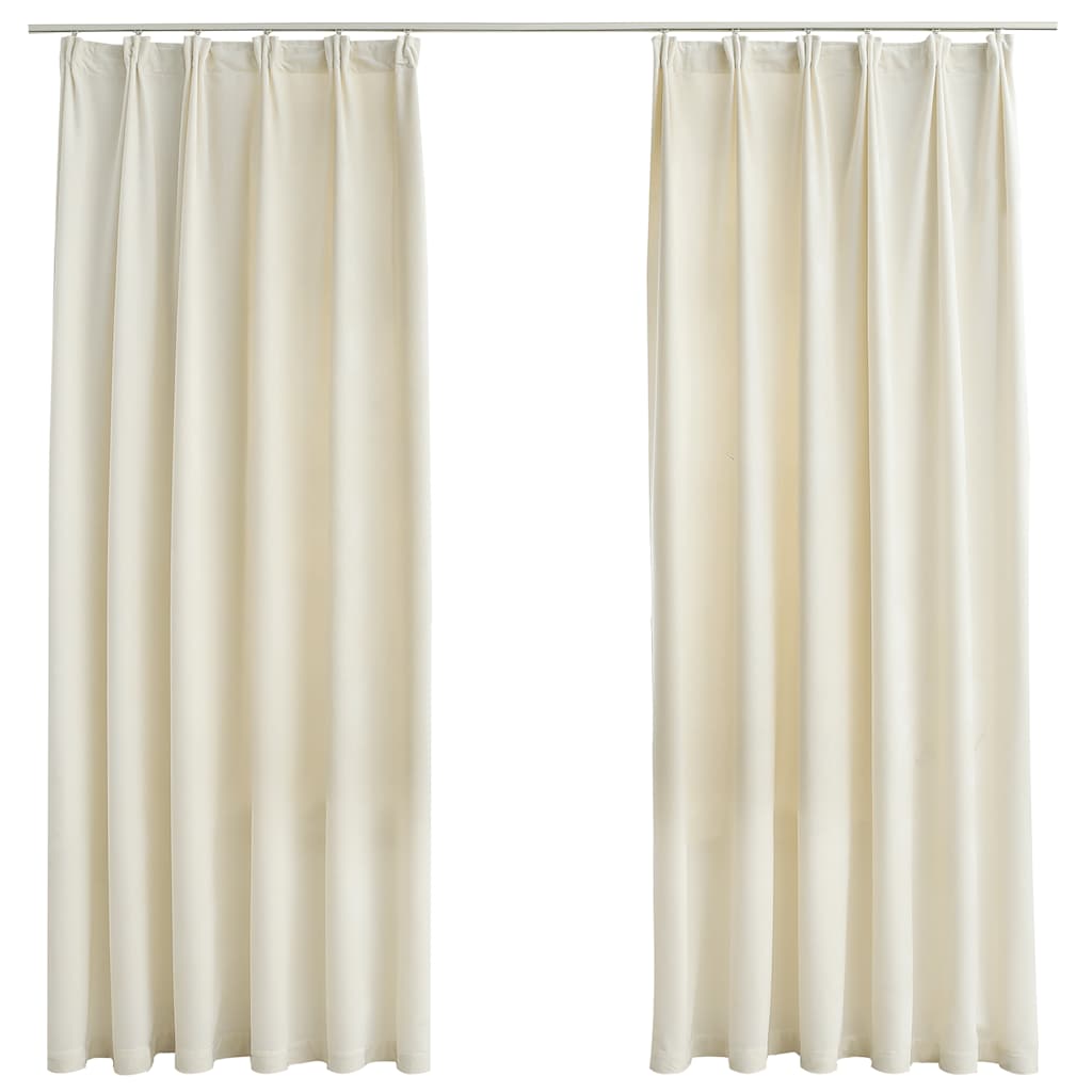 Cortinas Vidaxl apagadas 2 STS con ganchos de 140x175 cm de terciopelo crema