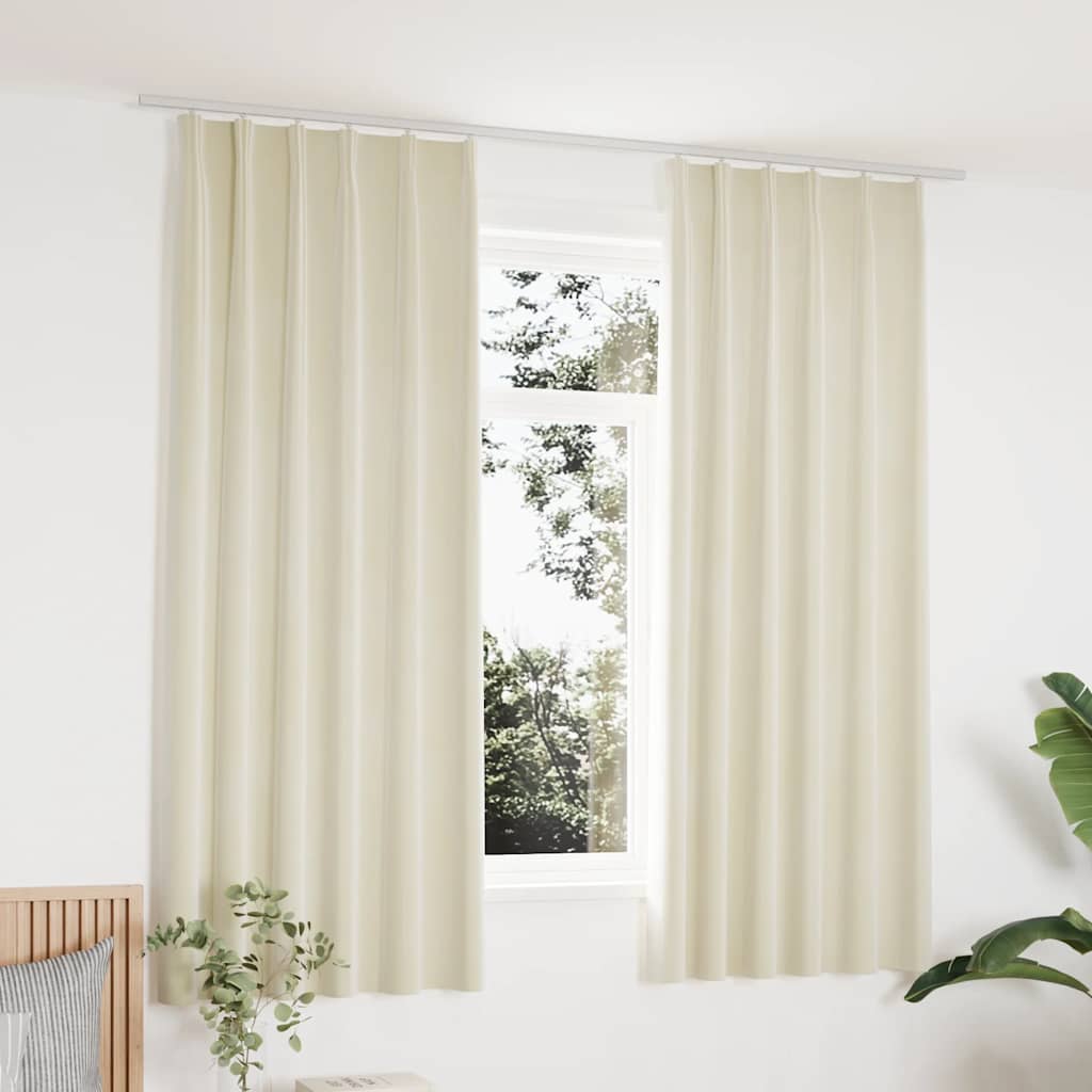 Cortinas Vidaxl apagadas 2 STS con ganchos de 140x175 cm de terciopelo crema