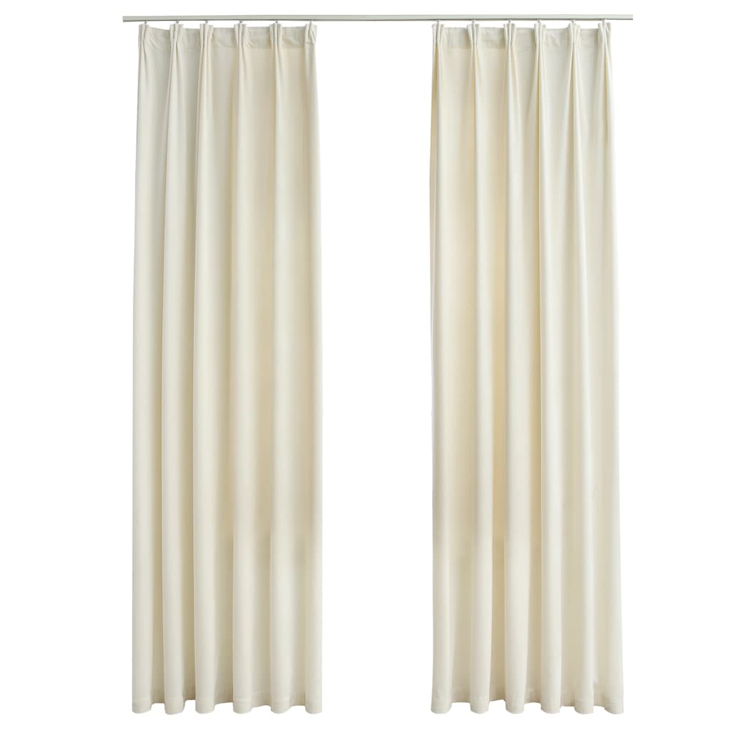 Cortinas Vidaxl apagadas 2 STS con ganchos de 140x225 cm de terciopelo crema