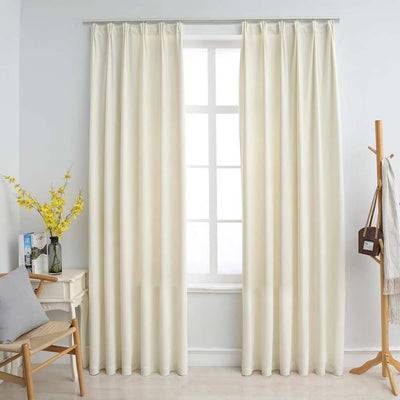 Cortinas Vidaxl apagadas 2 STS con ganchos de 140x225 cm de terciopelo crema