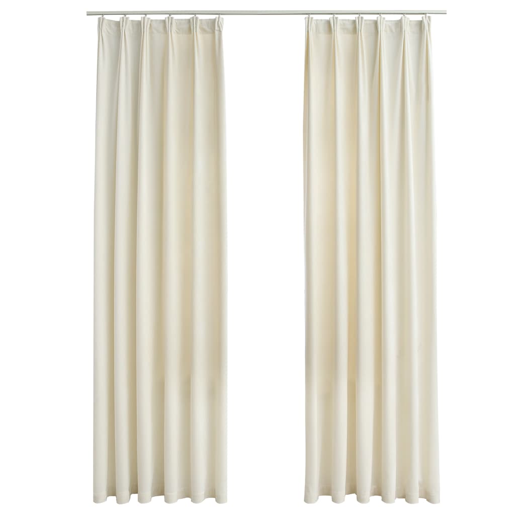 Cortinas Vidaxl apagadas 2 STS con ganchos de 140x245 cm de terciopelo crema