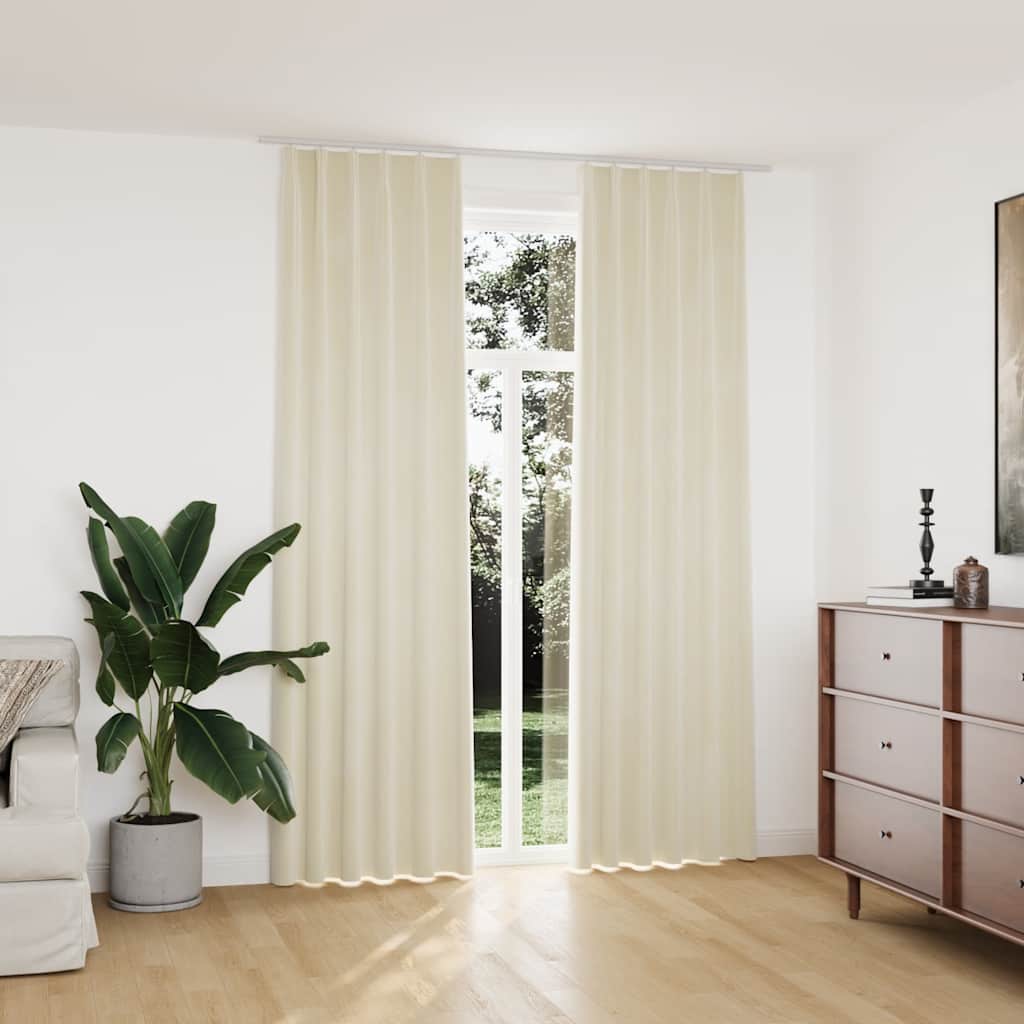 Cortinas Vidaxl apagadas 2 STS con ganchos de 140x245 cm de terciopelo crema