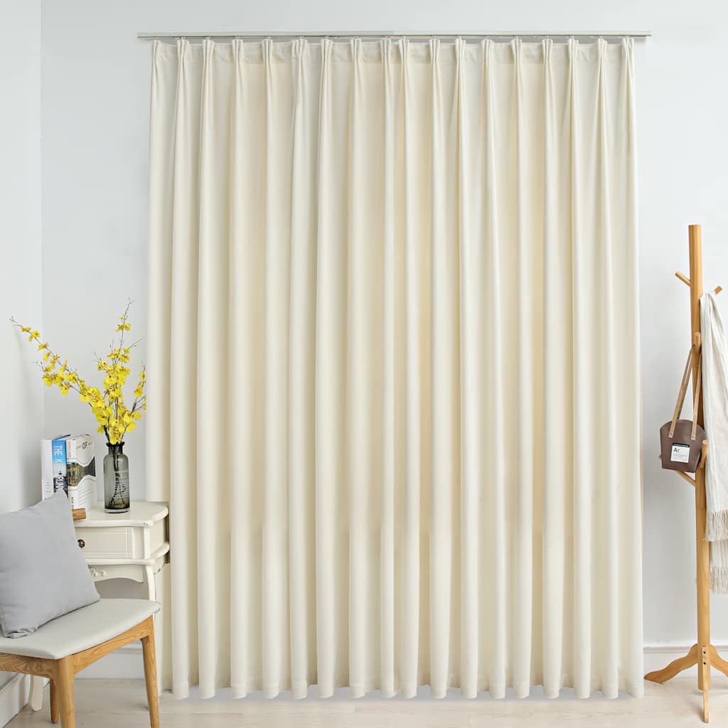 Blackout de cortina de Vidaxl con ganchos 290x245 cm de terciopelo crema
