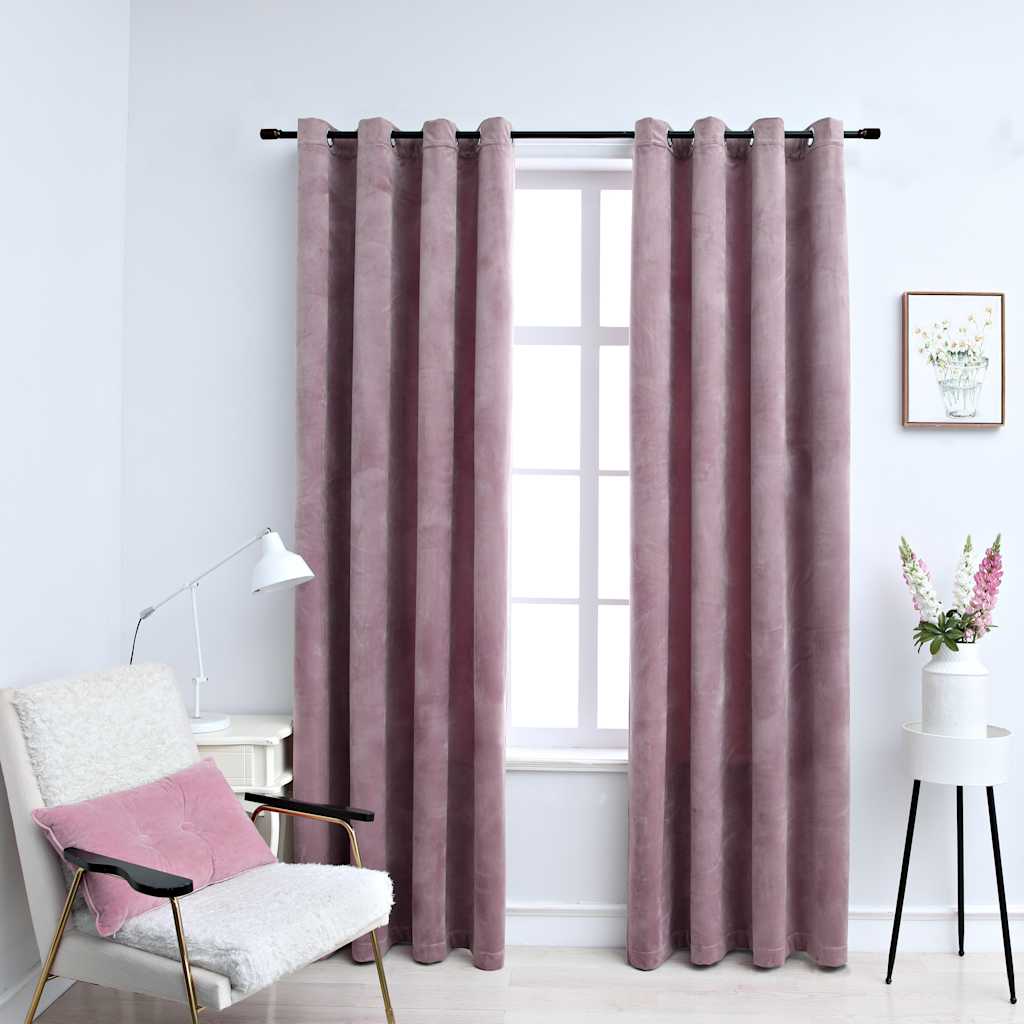 Cortinas de Vidaxl Blackout with Rings 2 ST 140x245 CM Velvet Pink