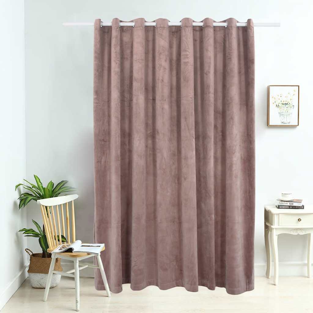 Blackout de cortina de Vidaxl con anillos 290x245 cm Velvet Antique Pink
