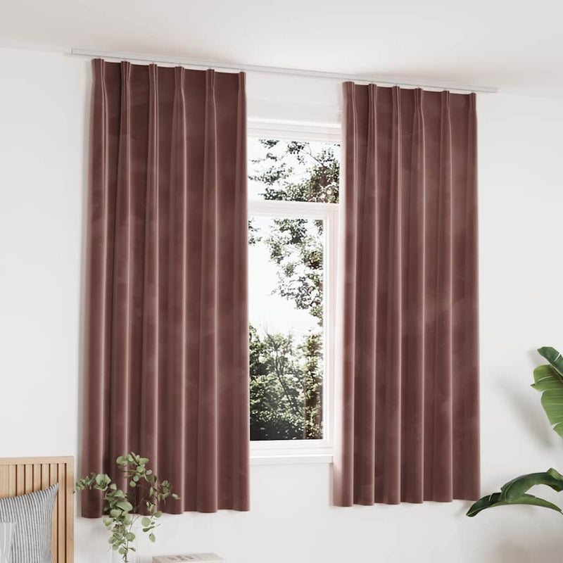 Tende vidaxl blackout 2 m con ganci 140x175 cm di velluto rosa