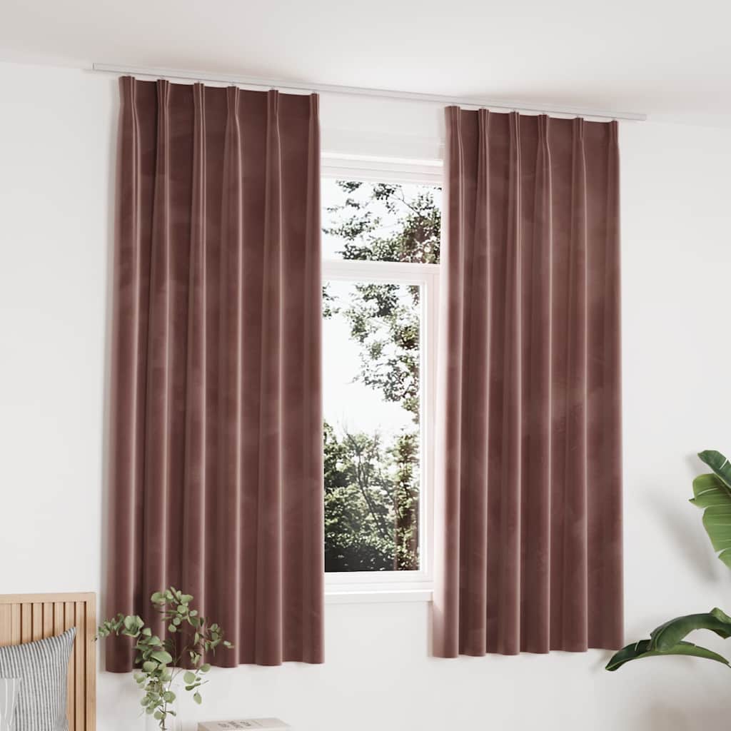 Tende vidaxl blackout 2 m con ganci 140x175 cm di velluto rosa