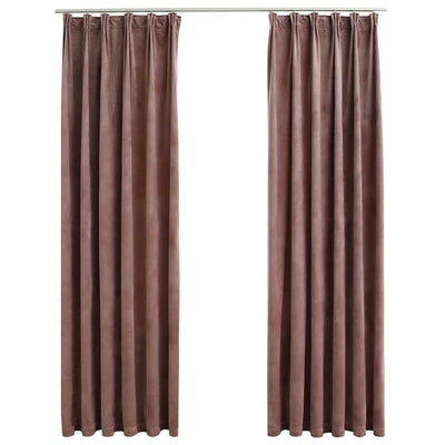 Cortinas Vidaxl Blackout 2 STS con ganchos 140x225 cm de terciopelo rosa