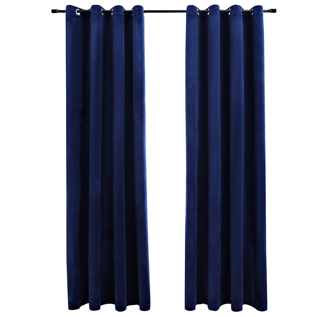 Vidaxl Cortina condenado con anillos 2 ST 140x175 CM Velvet Blue