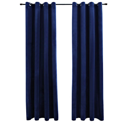 Vidaxl Cortina condenado con anillos 2 ST 140x175 CM Velvet Blue