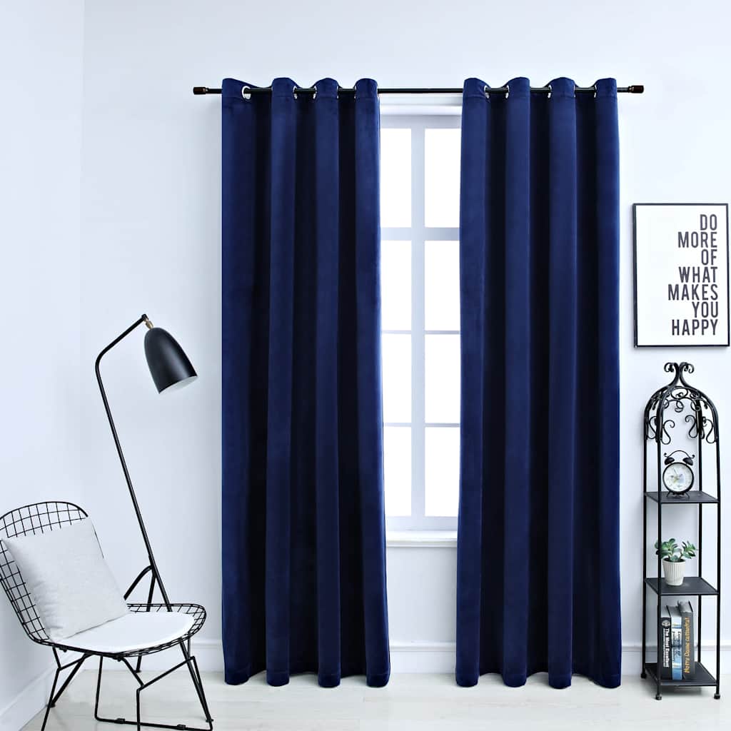 Vidaxl Cortina condenado con anillos 2 ST 140x175 CM Velvet Blue