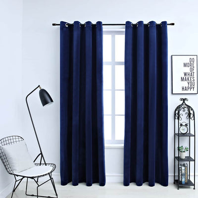 Vidaxl Cortina condenado con anillos 2 ST 140x175 CM Velvet Blue