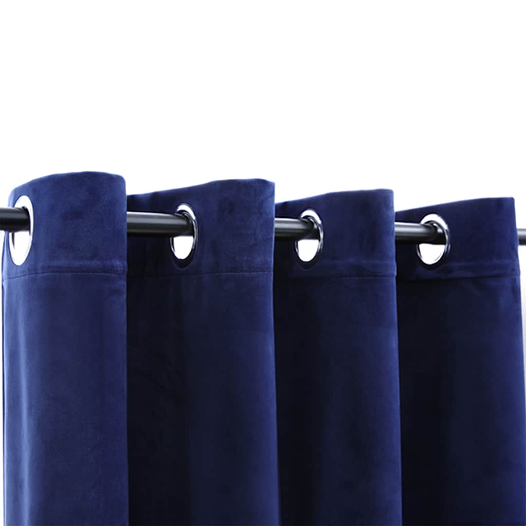 Blackout de cortina de Vidaxl con anillos 2 ST 140x245 CM Velvet Blue