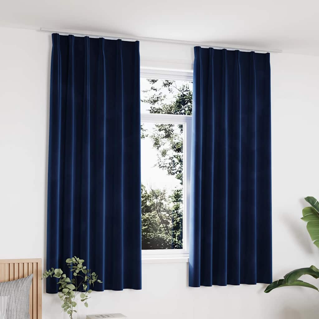 Vidaxl tende blackout 2 m con ganci 140x175 cm di velluto blu