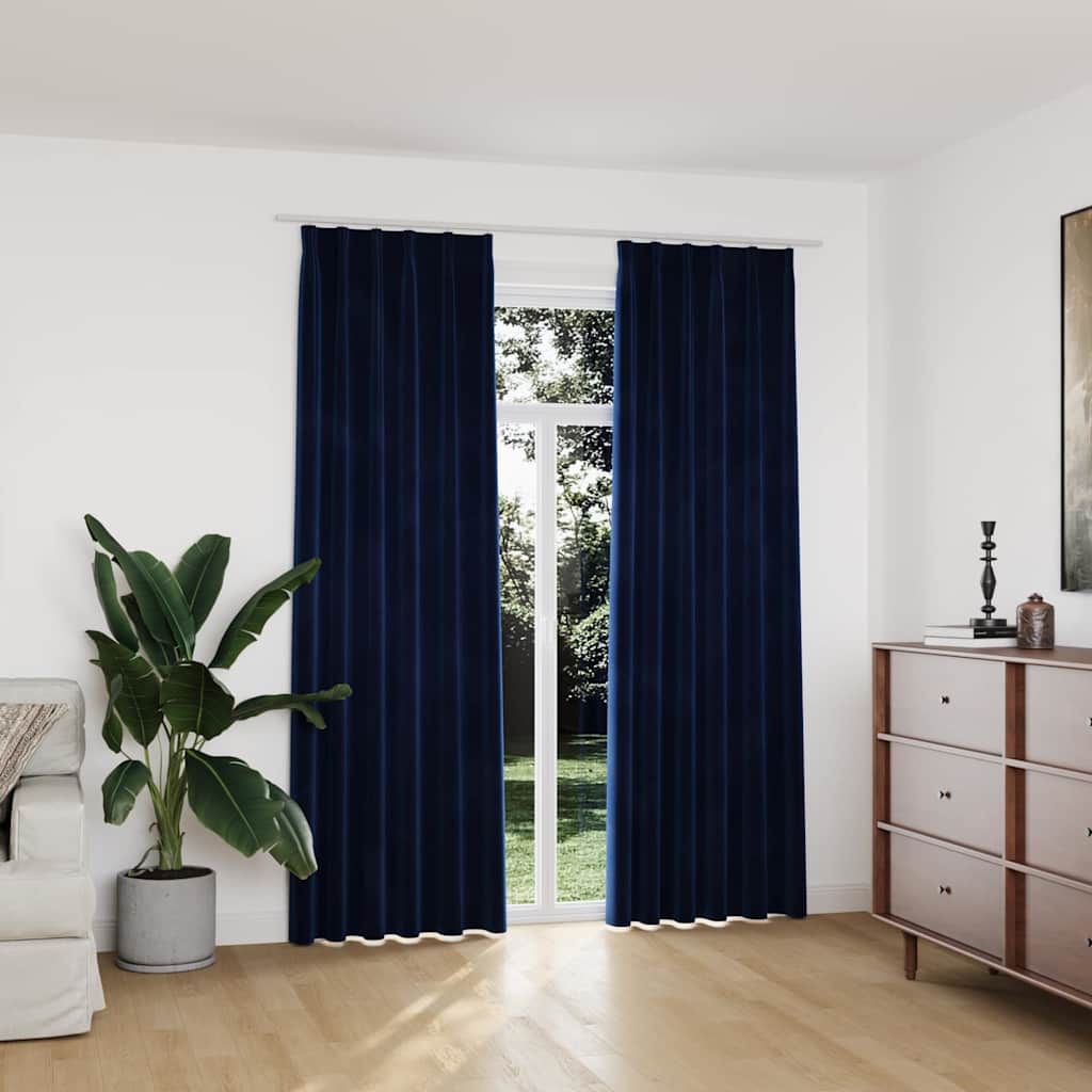 Vidaxl tende blackout 2 m con ganci 140x225 cm di velluto blu