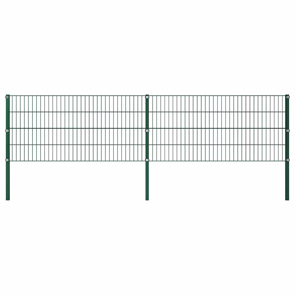 Panel valla vidaxxl con postes de hierro 349x80 cm verde