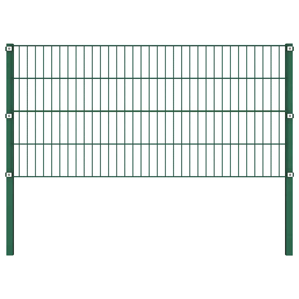 Panel valla vidaxxl con postes de hierro 349x80 cm verde