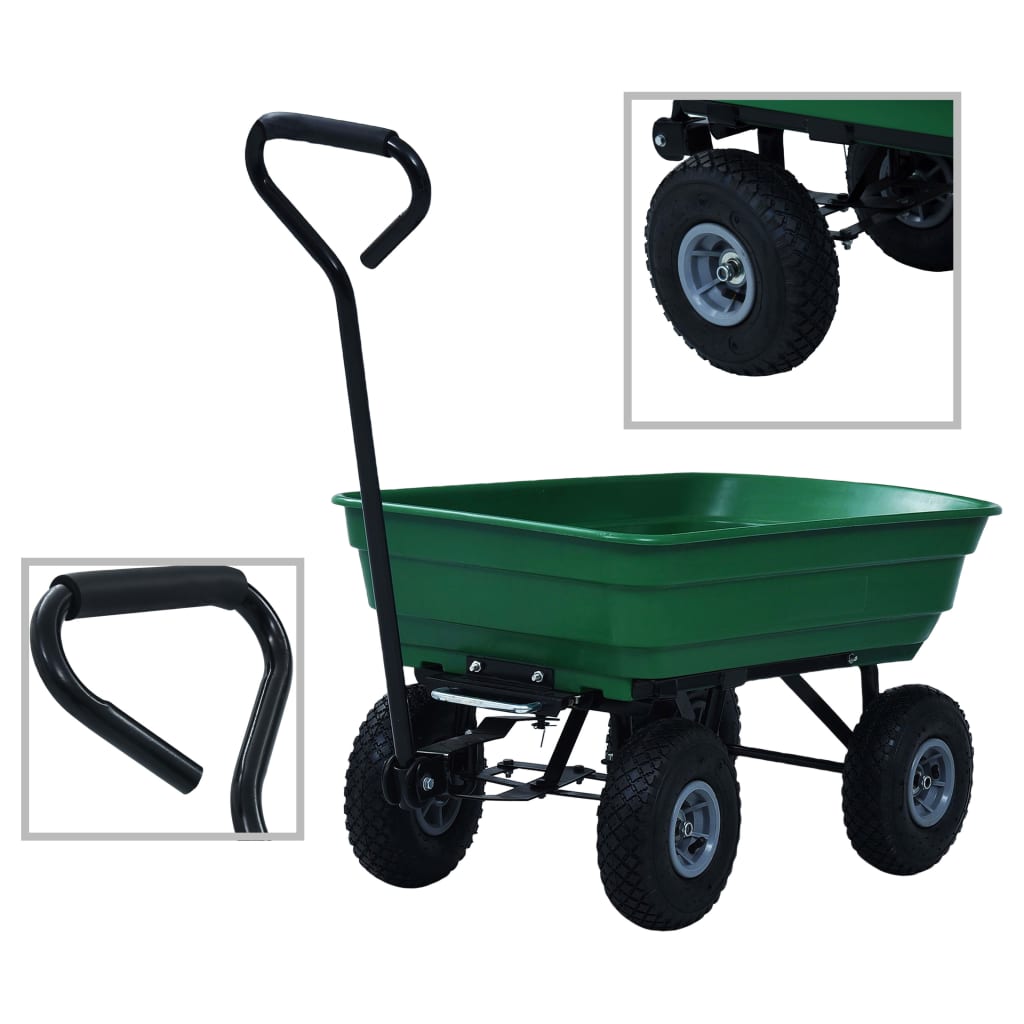 Volquete de jardín VidaXL 300 kg 75l verde