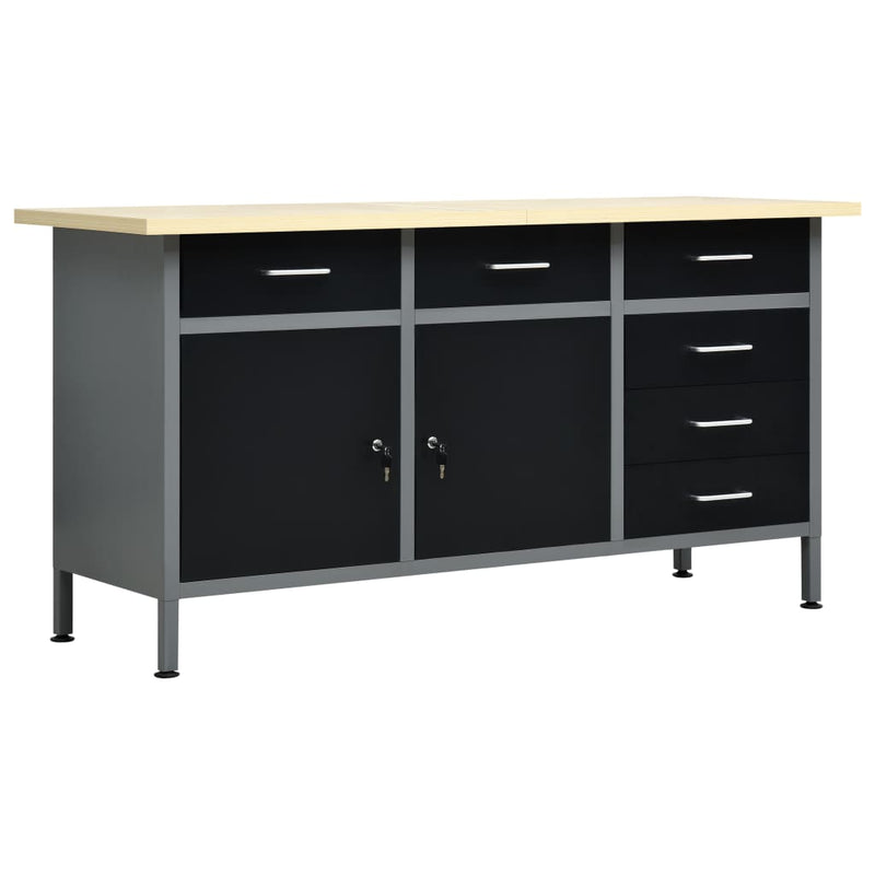 Vidaxl Workbench 160x60x85 cm de acero negro
