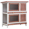 Vidaxl Conejo Hutch para afuera con 4 puertas de madera marrón