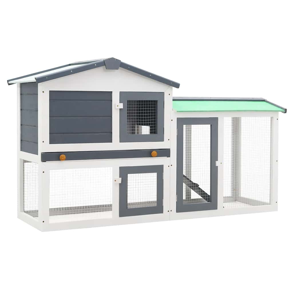 Vidaxl Conejo Hutch para externo de 145x45x84 cm de madera gris y blanco