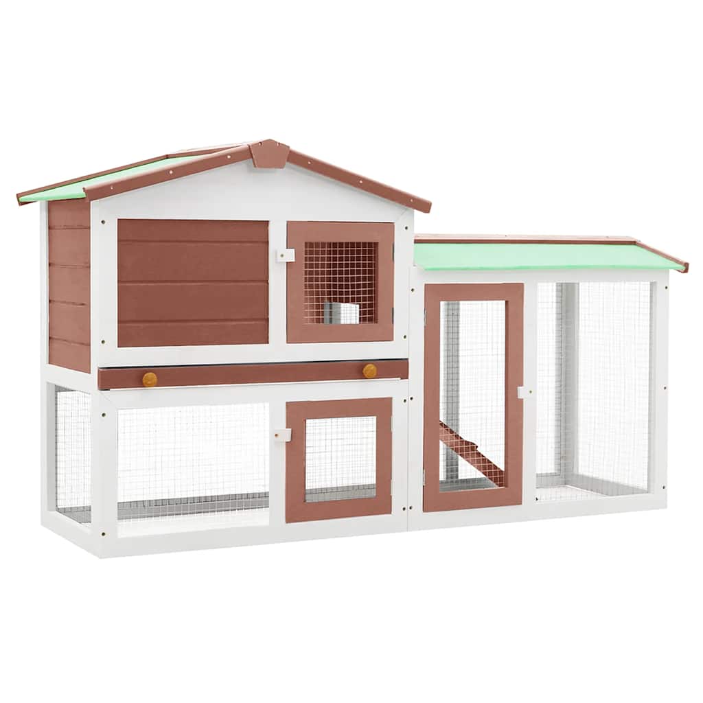 Vidaxl Conejo Hutch para externo de 145x45x84 cm de madera marrón y blanco