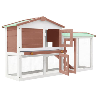 Vidaxl Conejo Hutch para externo de 145x45x84 cm de madera marrón y blanco