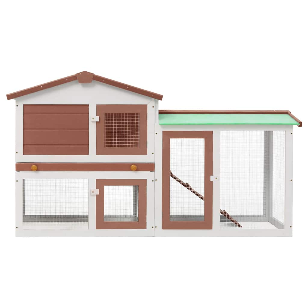 Vidaxl Conejo Hutch para externo de 145x45x84 cm de madera marrón y blanco