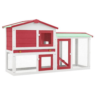 Vidaxl Conejo Hutch para externo de 145x45x84 cm de madera roja y blanca