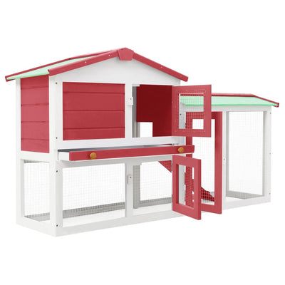 Vidaxl Conejo Hutch para externo de 145x45x84 cm de madera roja y blanca