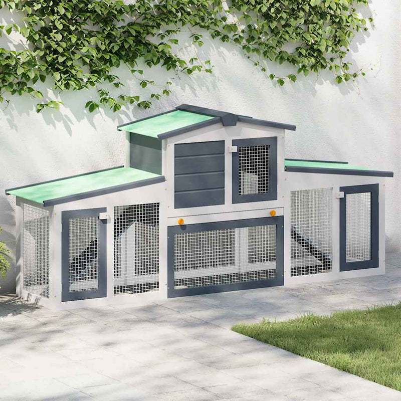 Vidaxl Conejo Cuerva para el exterior de 204x45x85 cm de madera gris y blanco