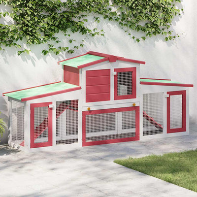 Vidaxl Conejo Hutch para fuera de 204x45x85 cm de madera roja y blanca