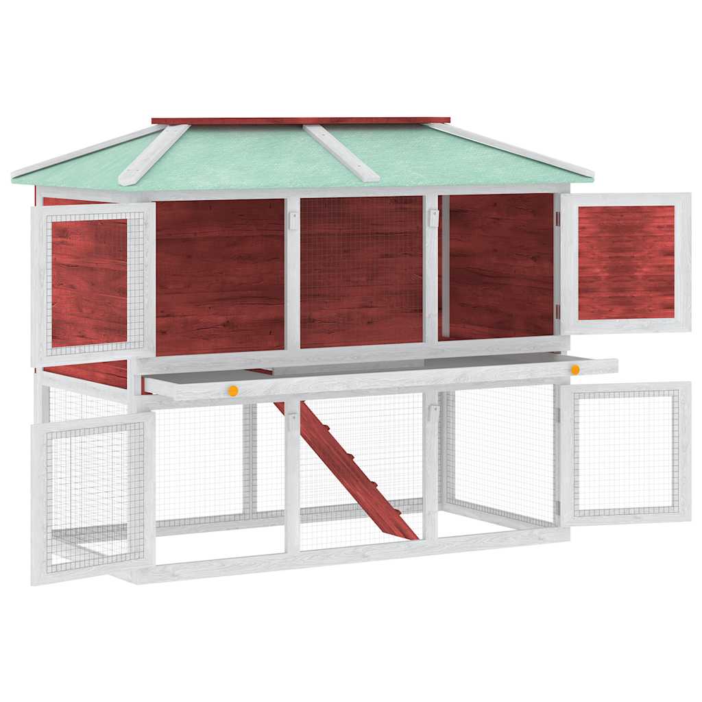 Vidaxl Rabbit loft dos pisos de madera roja