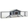 Vidaxl Conejo Hutch 310x70x87 cm Pino de pino sólido Madera gris