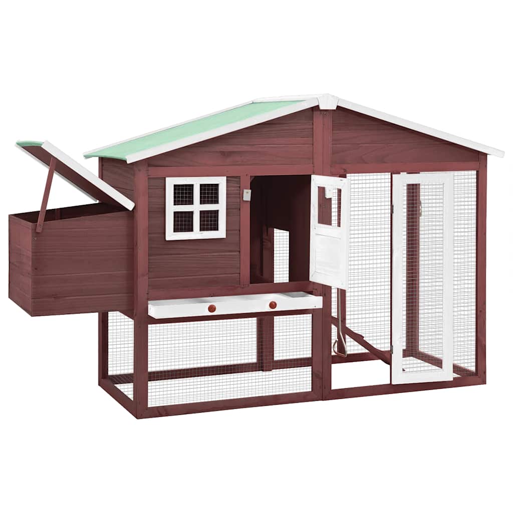 Vidaxl Chicken Coop con Nest Box Solid Vurenhout Mokka y White