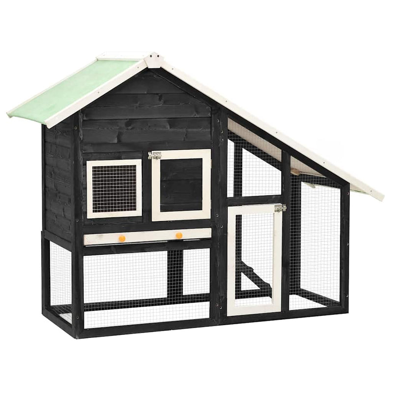 Vidaxl Rabbit Hutch 140x63x120 cm de pino sólido gris y blanco