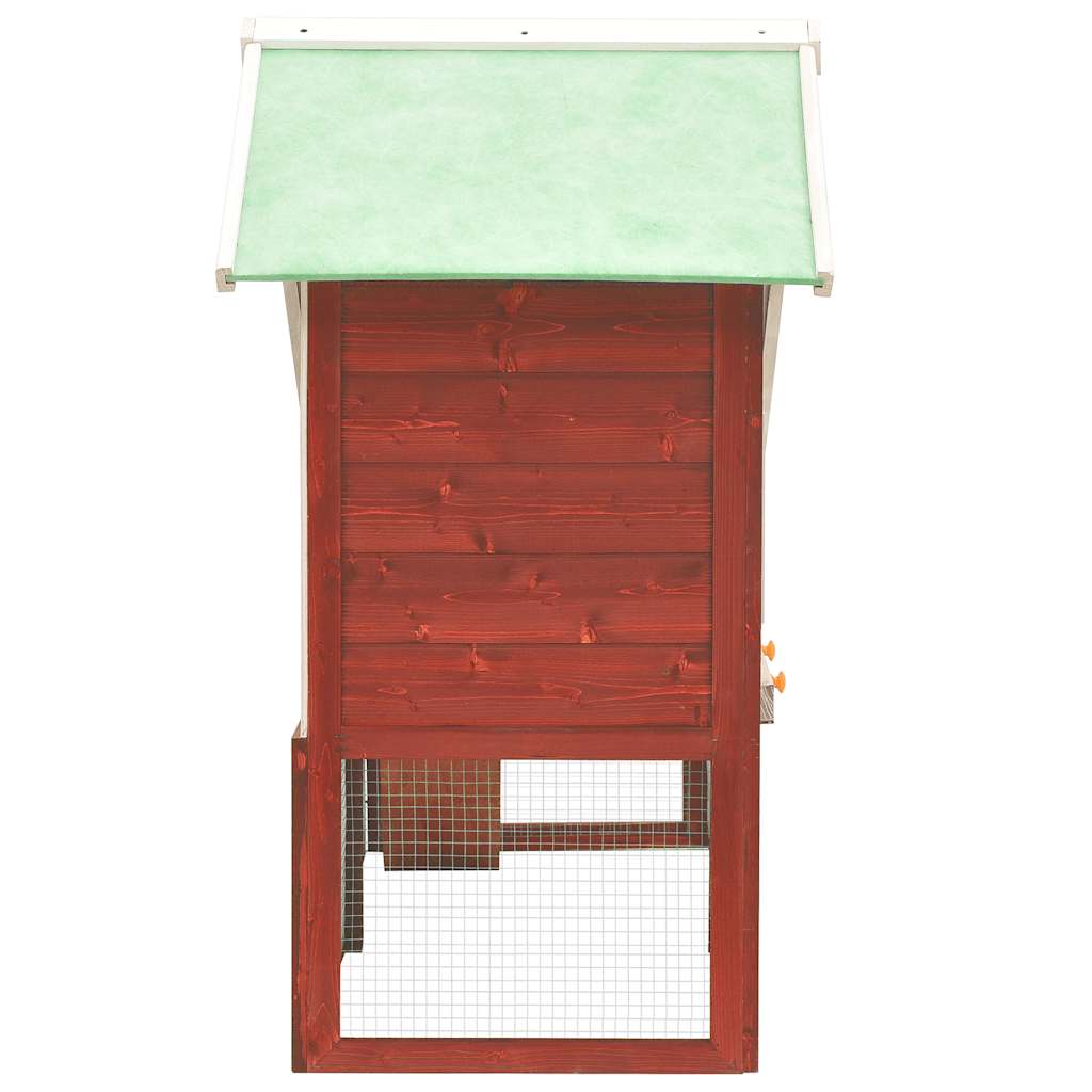 Vidaxl Rabbit Hutch 140x63x120 cm de pino sólido rojo y blanco