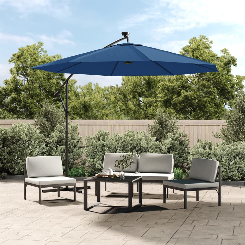 Parasol flotante Vidaxl con LED y polo de acero de 300 cm Azure Azul