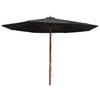 Vidaxl parasol met houten paal 350 cm zwart