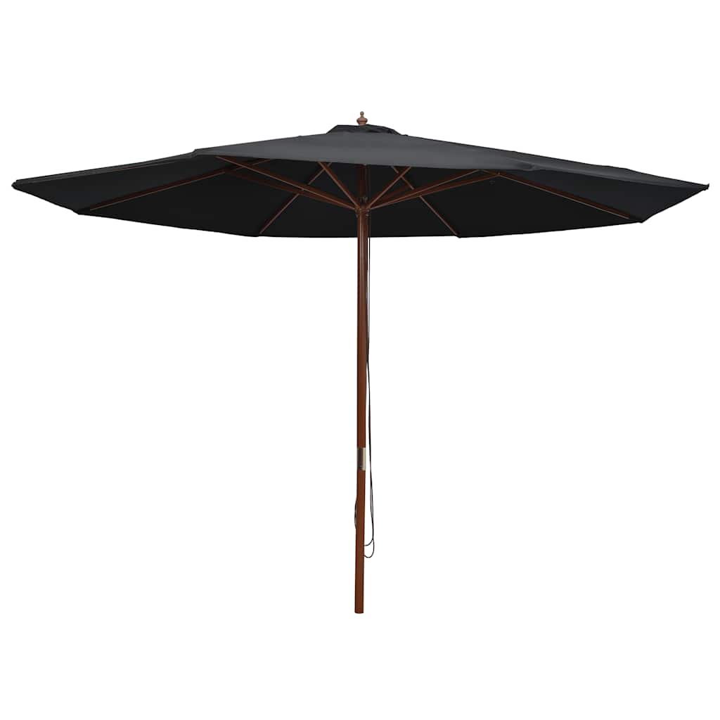 Parasol Vidaxl con poste de madera 350 cm negro