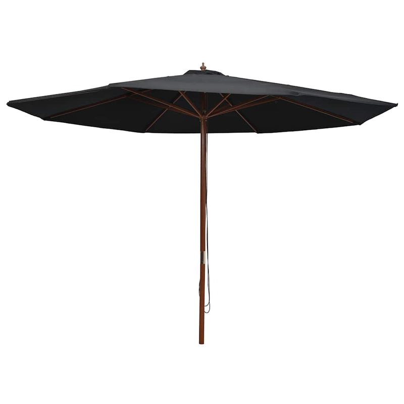 Vidaxl parasol met houten paal 350 cm zwart