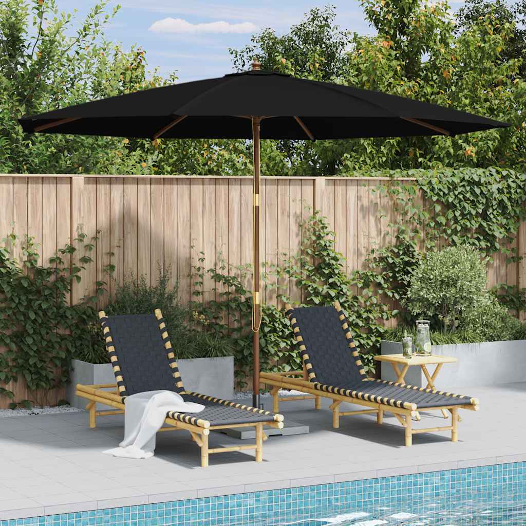 Parasol Vidaxl con poste de madera 350 cm negro